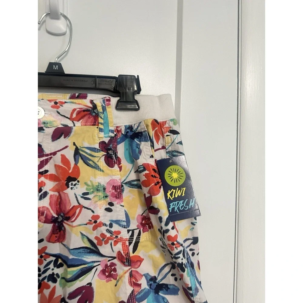 Kiwi Fresh Womens Floral Botanical Shorts Cotton Stretch Size 10 - 6